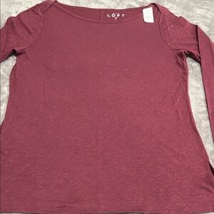 LOFT Women's Rich Maroon Long Sleeve Top